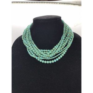 PREMIER DESIGNS MULTI STRAND TURQUOISE ACRYLIC BEADED NECKLACE 16”-20"